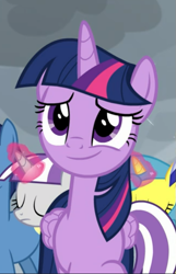 Size: 423x658 | Tagged: safe, screencap, lemon hearts, night light, twilight sparkle, twilight velvet, alicorn, pony, g4, the ending of the end, cropped, cute, female, glowing horn, horn, magic, smiling, solo focus, twiabetes, twilight sparkle (alicorn)