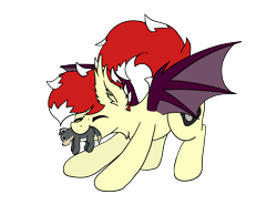 Size: 2844x2202 | Tagged: safe, artist:aaathebap, oc, oc only, oc:aaaaaaaaaaa, bat pony, pony, bat pony oc, cute, happy, high res, male, plushie, simple background, solo, tail, tail wag, transparent background