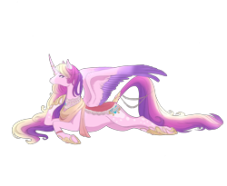 Size: 3300x2700 | Tagged: safe, artist:t3ssrina, princess cadance, alicorn, pony, g4, cloak, clothes, coat markings, colored wings, curved horn, dappled, facial markings, female, high res, hoof shoes, horn, horn jewelry, jewelry, mare, multicolored wings, prone, redesign, scarf, simple background, solo, star (coat marking), tail jewelry, transparent background, wings