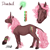 Size: 600x600 | Tagged: safe, artist:sdlhf, oc, oc only, oc:dovetail, classical unicorn, pony, unicorn, bio in description, cloven hooves, female, hoers, horn, leonine tail, long feather, mare, offspring, parent:cheese sandwich, parent:pinkie pie, parents:cheesepie, realistic, reference sheet, simple background, solo, unshorn fetlocks, white background