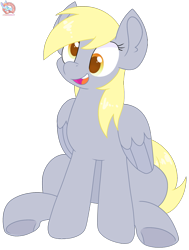 Size: 1319x1743 | Tagged: safe, artist:rainbow eevee, derpy hooves, pegasus, pony, g4, adorkable, cute, daaaaaaaaaaaw, derpabetes, dork, female, folded wings, open mouth, simple background, sitting, solo, transparent background, vector, wings
