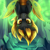 Size: 2000x2000 | Tagged: safe, artist:jedayskayvoker, oc, oc only, oc:accord rash, changeling, changeling oc, green background, high res, hive, looking at you, male, patreon, patreon reward, simple background, smiling, solo, upside down, yellow changeling