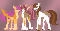 Size: 4348x2293 | Tagged: safe, alternate version, artist:nobleclay, pipsqueak, scootaloo, oc, oc:camo feather, earth pony, pegasus, pony, g4, feathered fetlocks, female, high res, male, offspring, parent:pipsqueak, parent:scootaloo, parents:scootasqueak, ship:scootasqueak, shipping, straight