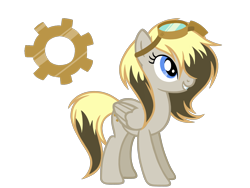 Size: 4500x3375 | Tagged: safe, artist:avatarmicheru, oc, oc only, oc:gadget hooves, pegasus, pony, female, goggles, mare, offspring, parent:derpy hooves, parent:doctor whooves, parents:doctorderpy, simple background, solo, transparent background