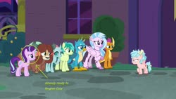 Size: 1920x1080 | Tagged: safe, edit, edited screencap, screencap, cozy glow, gallus, ocellus, sandbar, silverstream, smolder, starlight glimmer, yona, changedling, changeling, classical hippogriff, dragon, earth pony, griffon, hippogriff, pegasus, pony, unicorn, yak, g4, school raze, arrow, bow, circled, cloven hooves, colored hooves, dragoness, female, filly, hair bow, jewelry, male, messy mane, monkey swings, necklace, stallion, student six, teenager