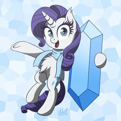 Size: 1600x1600 | Tagged: safe, artist:livehotsun, rarity, pony, unicorn, g4, belly fluff, bipedal, clothes, cute, ear fluff, female, fluffy, gem, jewelry, looking at you, mare, raribetes, scarf, solo