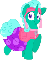 Size: 1054x1339 | Tagged: safe, artist:rainbow eevee edits, artist:徐詩珮, glitter drops, pony, unicorn, series:sprglitemplight diary, series:sprglitemplight life jacket days, series:springshadowdrops diary, series:springshadowdrops life jacket days, g4, alternate universe, clothes, cute, paw patrol, simple background, transparent background
