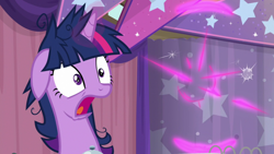 Size: 1920x1080 | Tagged: safe, screencap, twilight sparkle, alicorn, pony, a trivial pursuit, g4, bell, female, floppy ears, messy mane, solo, twilight sparkle (alicorn)