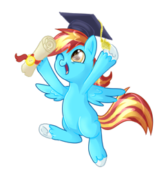 Size: 817x837 | Tagged: safe, artist:avui, oc, oc only, pegasus, pony, hearth's warming con, graduation, graduation cap, hat, simple background, solo, transparent background