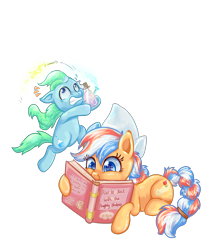 Size: 3543x4133 | Tagged: safe, artist:avui, oc, oc only, oc:ember, oc:ember (hwcon), oc:glace (hwcon), earth pony, pony, hearth's warming con, hearth's warming con 2020, big eyes, book, clothes, school, science, shirt, simple background, transparent background