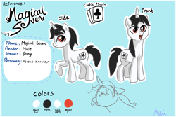 Size: 1500x1000 | Tagged: safe, artist:avui, oc, oc only, oc:magical seven, pony, unicorn, horn, male, reference sheet, solo, stallion