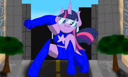 Size: 1280x772 | Tagged: safe, artist:small-brooke1998, twilight sparkle, anthro, unguligrade anthro, g4, boots, magic gaia, shoes, superhero, thigh boots