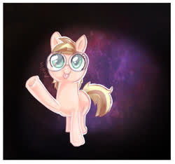 Size: 740x692 | Tagged: safe, artist:avui, oc, oc only, oc:vanilla twirl, pony, big eyes, female, filly, glasses, solo, tongue out