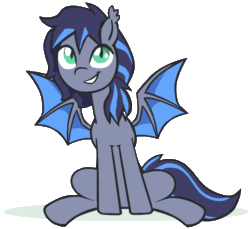 Size: 742x679 | Tagged: safe, artist:whateverbender, edit, part of a set, oc, oc only, oc:midnight aegis, bat pony, pony, g4, animated, cropped, cute, explicit source, gif, loop, male, perfect loop, simple background, smiling, solo, stallion, transparent background, ych result