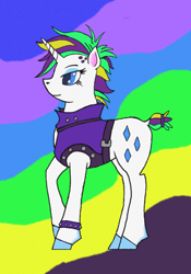 Size: 1170x1669 | Tagged: safe, artist:assertiveshypony, rarity, pony, unicorn, g4, it isn't the mane thing about you, alternate hairstyle, clothes, digital art, punk, raripunk, simple background