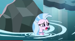 Size: 496x274 | Tagged: safe, screencap, silverstream, seapony (g4), g4, what lies beneath, cave, cave pool, crying, cute, diastreamies, not happy, open mouth, sad, scared, seapony silverstream, tears of fear, upset, worried, youtube