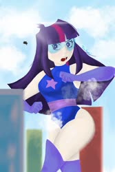 Size: 400x600 | Tagged: safe, artist:denkuru, twilight sparkle, human, g4, boots, humanized, magic gaia, shoes, superhero, thigh boots