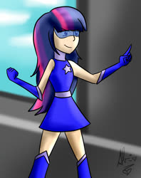 Size: 955x1208 | Tagged: safe, artist:sirinathehedgehog, twilight sparkle, human, g4, boots, humanized, magic gaia, pointing, shoes, superhero, thigh boots