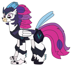 Size: 2028x1817 | Tagged: safe, artist:supahdonarudo, queen novo, classical hippogriff, hippogriff, fanfic:revenge of the storm king, g4, my little pony: the movie, armor, concept, fanfic art, gladiator, helmet, simple background, storm king's emblem, transparent background
