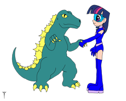 Size: 3000x2400 | Tagged: safe, artist:son-of-the-paladin, twilight sparkle, human, kaiju, equestria girls, g4, boots, godzilla, godzilla (series), high res, human coloration, magic gaia, shoes, simple background, superhero, thigh boots, transparent background
