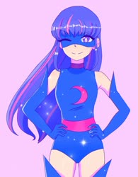 Size: 1132x1453 | Tagged: safe, artist:gurtudespams, twilight sparkle, human, g4, anime, boots, hand on hip, humanized, magic gaia, one eye closed, shoes, superhero, thigh boots, wink