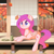 Size: 2100x2100 | Tagged: safe, artist:wavecipher, oc, oc only, oc:candy bat, bat pony, pony, autumn, bat pony oc, bench, cookie, cottagecore, cute, female, food, high res, leaves, mare, mug, solo, tree