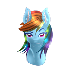 Size: 1024x1024 | Tagged: safe, artist:sakimiaji, rainbow dash, pegasus, pony, g4, bust, female, looking at you, mare, simple background, smiling, smirk, solo, transparent background