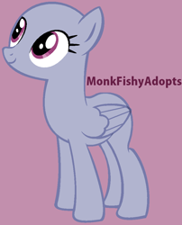 Size: 760x942 | Tagged: safe, artist:monkfishyadopts, oc, oc only, pegasus, pony, g4, base, looking up, pegasus oc, simple background, smiling, solo, text, wings