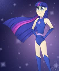 Size: 1280x1556 | Tagged: safe, artist:thesparkoftheeye, twilight sparkle, human, g4, hand on hip, humanized, magic gaia, superhero