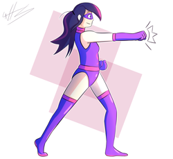Size: 2400x2200 | Tagged: safe, artist:thriodeco20, sci-twi, twilight sparkle, human, equestria girls, g4, boots, clothes, high res, human coloration, leotard, magic gaia, sci-titan, shoes, superhero, thigh boots