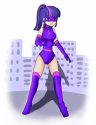 Size: 2000x2600 | Tagged: safe, artist:animarena, sci-twi, twilight sparkle, human, equestria girls, g4, boots, high res, human coloration, magic gaia, sci-titan, shoes, superhero, thigh boots