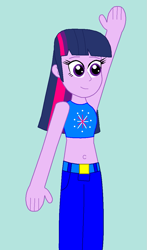 Size: 669x1140 | Tagged: safe, artist:eli-j-brony, twilight sparkle, human, equestria girls, g4, magic gaia, waving