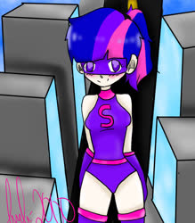 Size: 800x914 | Tagged: safe, artist:ari-zhe-awesome, sci-twi, twilight sparkle, human, equestria girls, g4, boots, human coloration, magic gaia, sci-titan, shoes, superhero, thigh boots