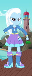 Size: 433x1024 | Tagged: safe, artist:malte279, edit, trixie, equestria girls, g4, female, lighthouse, pier, solo