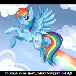Size: 900x900 | Tagged: safe, artist:pikachim-michi, rainbow dash, pegasus, pony, g4, 20% cooler, badass, cloud, cool, female, flying, mare, rainbow trail, redraw, sky, smiling, smirk, solo, speed lines, spread wings, wings