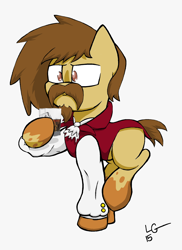Size: 1384x1900 | Tagged: safe, artist:lucas_gaxiola, oc, oc only, earth pony, pony, alcohol, beard, clothes, cup, earth pony oc, facial hair, hoof hold, male, moustache, signature, simple background, solo, stallion, white background