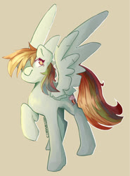 Size: 1280x1730 | Tagged: safe, artist:bw-2, rainbow dash, pegasus, pony, g4, female, mare, solo, spread wings, tan background, wings