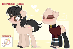 Size: 3586x2374 | Tagged: safe, artist:2pandita, oc, oc only, oc:tsuki, earth pony, pony, bald, clothes, female, high res, mare, reference sheet, solo