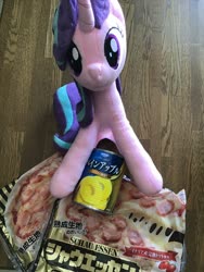 Size: 1536x2048 | Tagged: safe, starlight glimmer, pony, unicorn, g4, canned food, female, food, irl, photo, pineapple, pizza, plushie, solo