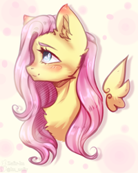 Size: 2000x2500 | Tagged: safe, artist:zefirka, fluttershy, pegasus, pony, g4, blushing, bust, cute, female, floating wings, high res, mare, shyabetes, solo, wings