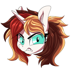 Size: 1200x1200 | Tagged: safe, artist:ask-colorsound, oc, oc only, oc:scarlet serenade, pony, unicorn, angry, emoticon, female, head only, mare, simple background, solo, transparent background