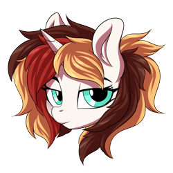 Size: 1200x1200 | Tagged: safe, artist:ask-colorsound, oc, oc only, oc:scarlet serenade, pony, unicorn, emoticon, female, head only, lidded eyes, mare, really?, simple background, solo, transparent background, unamused