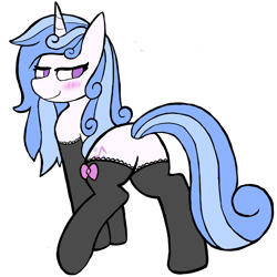 Size: 4080x4072 | Tagged: safe, artist:neonhuo, oc, oc only, oc:melodia, pony, unicorn, absurd resolution, butt, clothes, female, mare, plot, simple background, socks, solo, transparent background