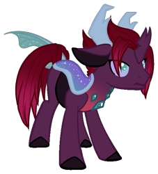 Size: 1022x1125 | Tagged: safe, artist:azrealrou, oc, oc only, oc:storm voice, changedling, changeling, changepony, hybrid, interspecies offspring, male, offspring, parent:pharynx, parent:tempest shadow, parents:tempynx, simple background, solo, transparent background