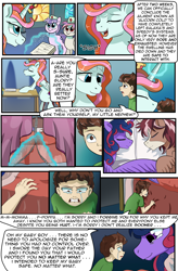 Size: 1800x2740 | Tagged: safe, artist:candyclumsy, oc, oc:king speedy hooves, oc:princess healing glory, oc:queen galaxia (bigonionbean), oc:tommy the human, alicorn, earth pony, human, pony, comic:sick days, apologetic, aunt and nephew, bed, bedroom, canterlot, canterlot castle, child, clothes, comic, commissioner:bigonionbean, crown, crying, curtains, dialogue, drinking, female, fusion, fusion:big macintosh, fusion:flash sentry, fusion:fleur-de-lis, fusion:lightning dust, fusion:nurse redheart, fusion:princess cadance, fusion:princess celestia, fusion:princess luna, fusion:sassy saddles, fusion:shining armor, fusion:trouble shoes, fusion:twilight sparkle, hair bun, human oc, husband and wife, jewelry, kissing, magic, male, mother and child, mother and son, nurse, nuzzling, paperwork, random pony, recovering, regalia, sad, sleeping, spectacles, stained glass, tears of joy, tears of pain, teary eyes, tired, writer:bigonionbean