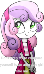 Size: 2072x3500 | Tagged: safe, artist:graytyphoon, edit, sweetie belle, equestria girls, g4, clothes, cute, diasweetes, female, high res, skirt, solo