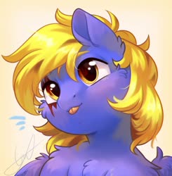 Size: 1176x1199 | Tagged: safe, artist:peachmayflower, oc, oc only, oc:cloud note, pegasus, pony, bust, solo