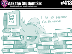 Size: 800x608 | Tagged: safe, artist:sintakhra, ocellus, changedling, changeling, tumblr:studentsix, g4, book, book fort, crazy prepared, female, ocellus sure does love books, slumber 101, solo, that changeling sure does love books