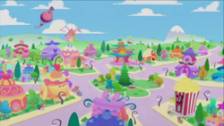 Size: 1280x720 | Tagged: safe, screencap, toola-roola, g3, g3.5, background, ever forever green tree, intro, ponyville, ponyville (g3)