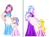 Size: 1212x888 | Tagged: safe, artist:bunnyviolet218, princess cadance, princess flurry heart, oc, oc:gleaming grace, human, g4, age progression, belly, belly blush, child, female, humanized, impossibly large belly, mama cadence, mama flurry, mother and child, mother and daughter, multiple pregnancy, offspring, offspring's offspring, parent:oc:shimmering glow, parent:princess flurry heart, parents:canon x oc, pregdance, pregnant